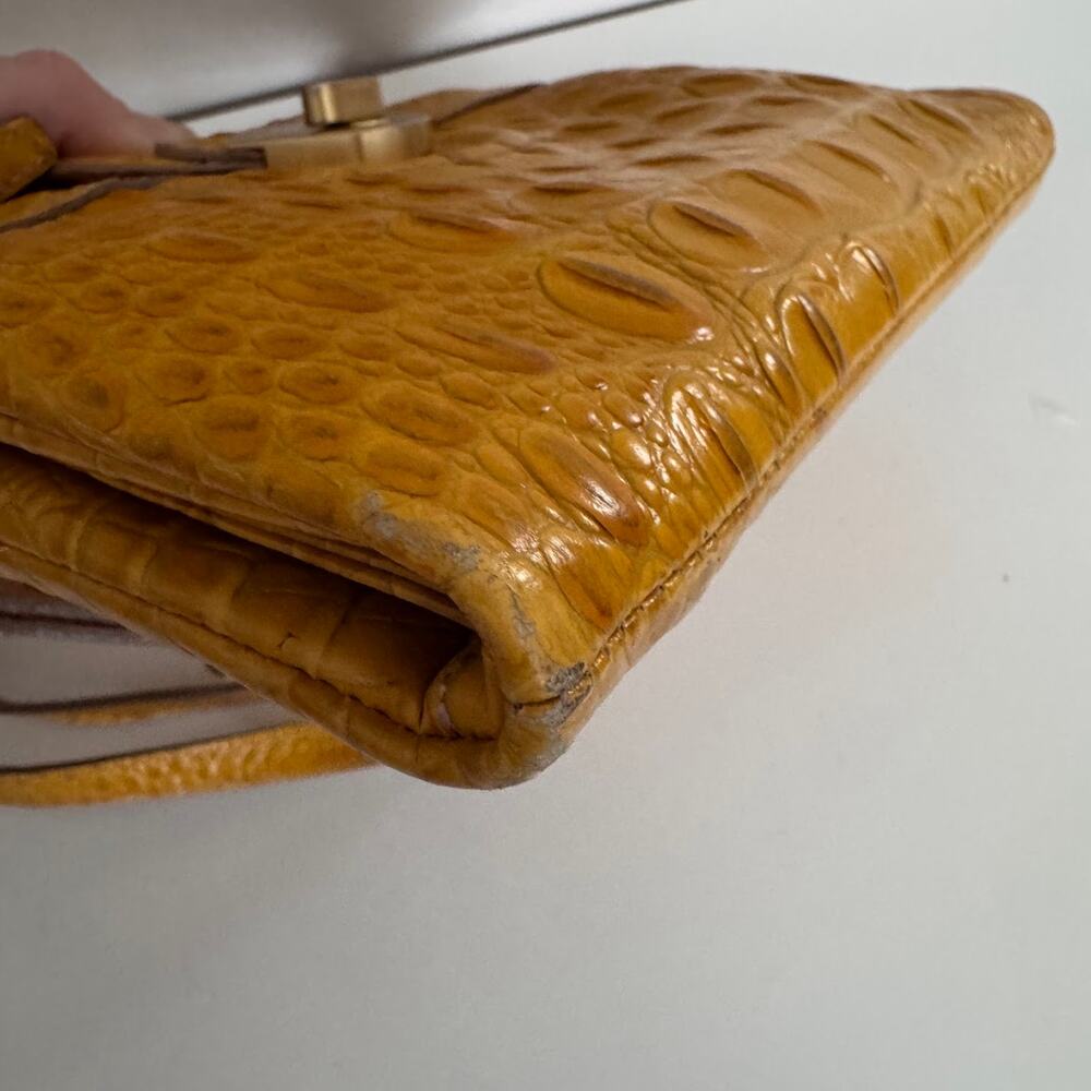 Brahmin Mojito Melbourne Croc Leather Bag Crossbody Turn Lock Yellow Mustard - Picture 6 of 12